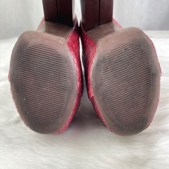 Vintage Brand Dark Red Faux Leather Platform High Heel Ankle Boots Size 6 - Picture 15 of 16